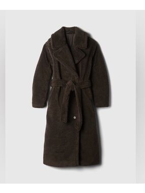GAP Terra Brown Sherpa Belted Long Coat